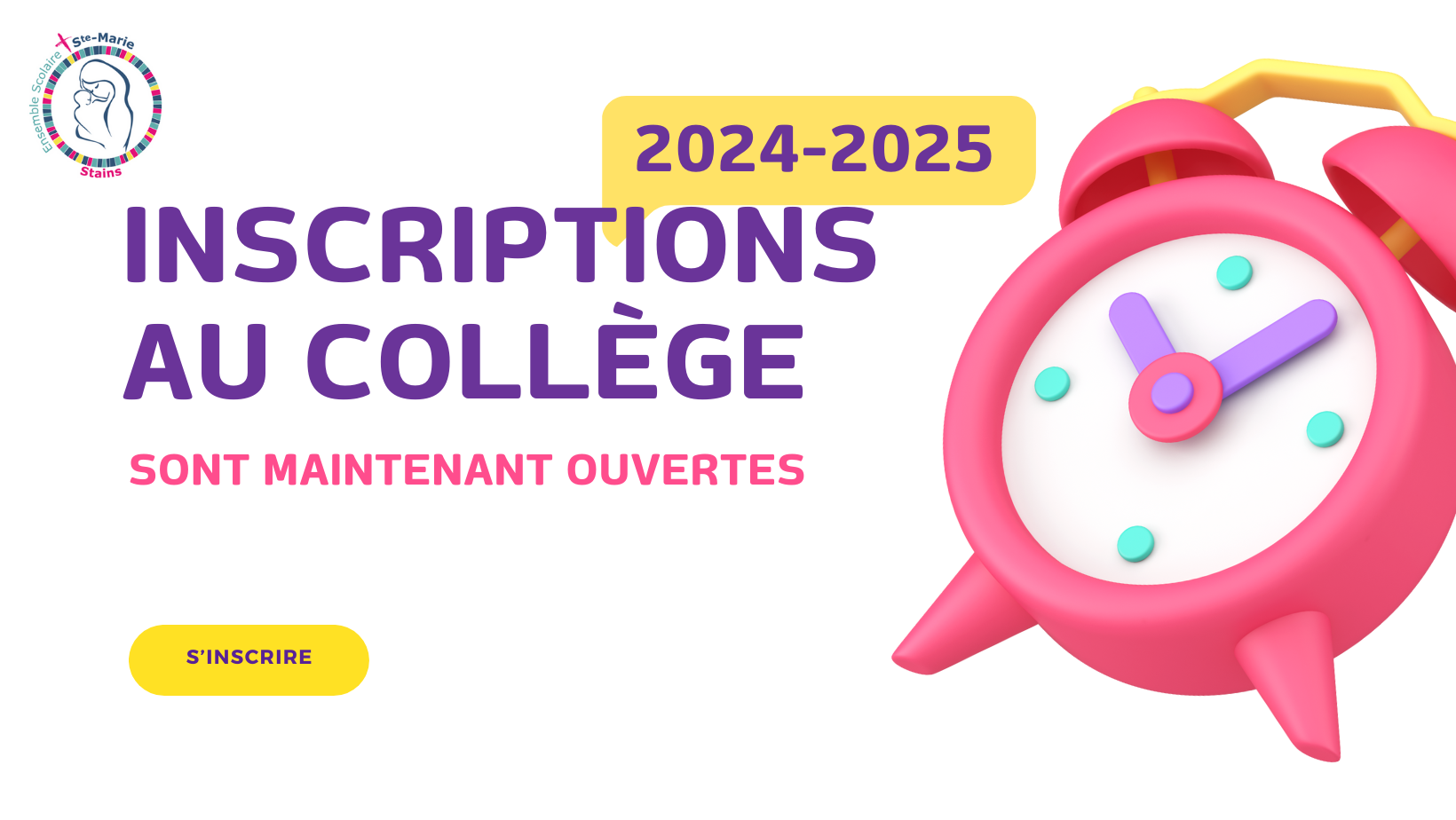 Inscriptions 2024 2025 Au Coll Ge   School Admission Announcement Purple And Yellow Facebook Cover 